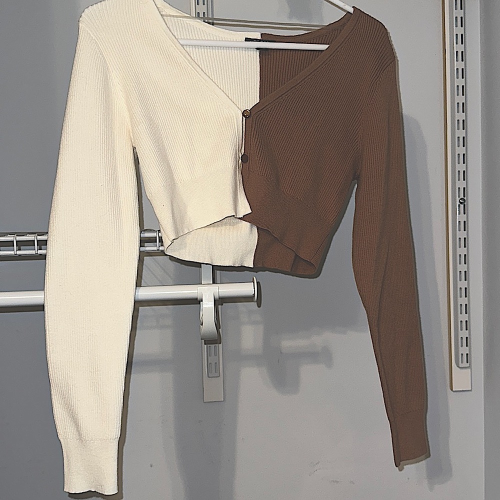 Cream and tan crop top